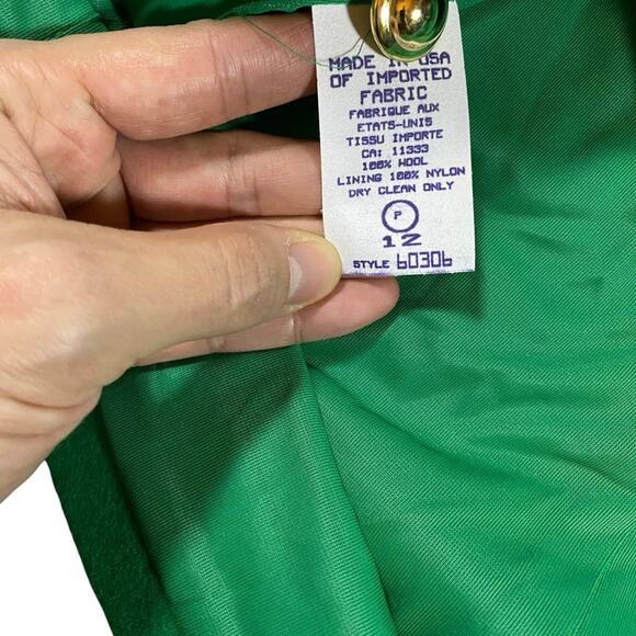 Vintage 80s Bleyle Emerald Wool Gold Button Jacket NWT - 12 - Picture 5 of 6